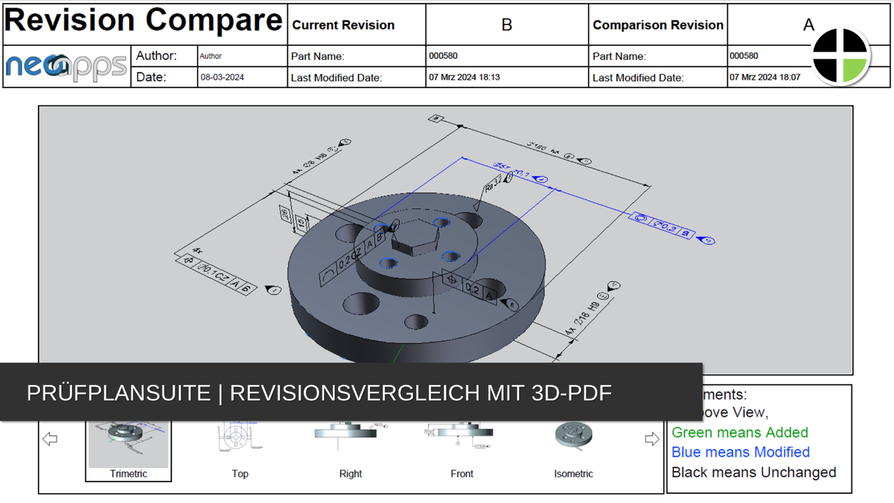 NEOAPPS PRÜFPLANSUITE - REVISIONSVERGLEICH MIT 3D-PDF