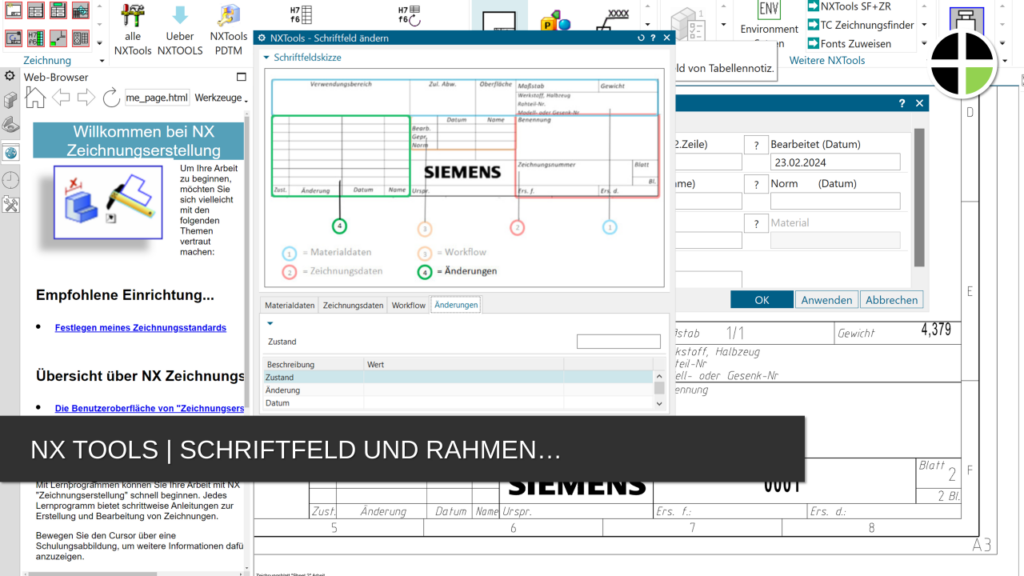 Siemens NX Tools - Schriftfeld und Rahmen